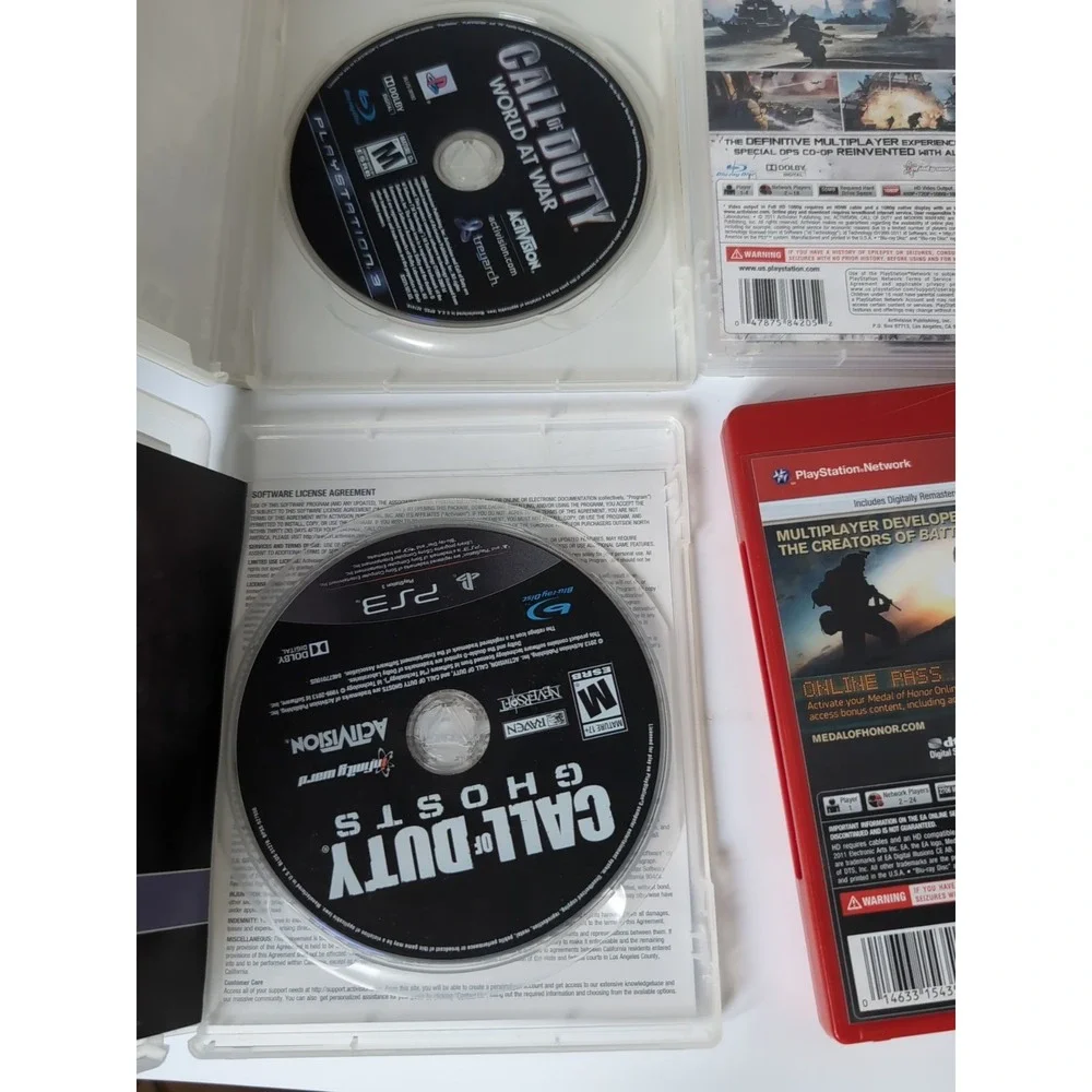 Lot Of 7 COD ‎ MW3 WORLD AT WAR GHOSTS Black Ops 1&2 Adv War MEDAL OF HONOR  PS3